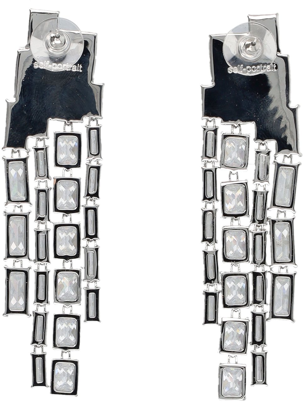 Self-Portrait Square Crystal Earrings Argento Zilver