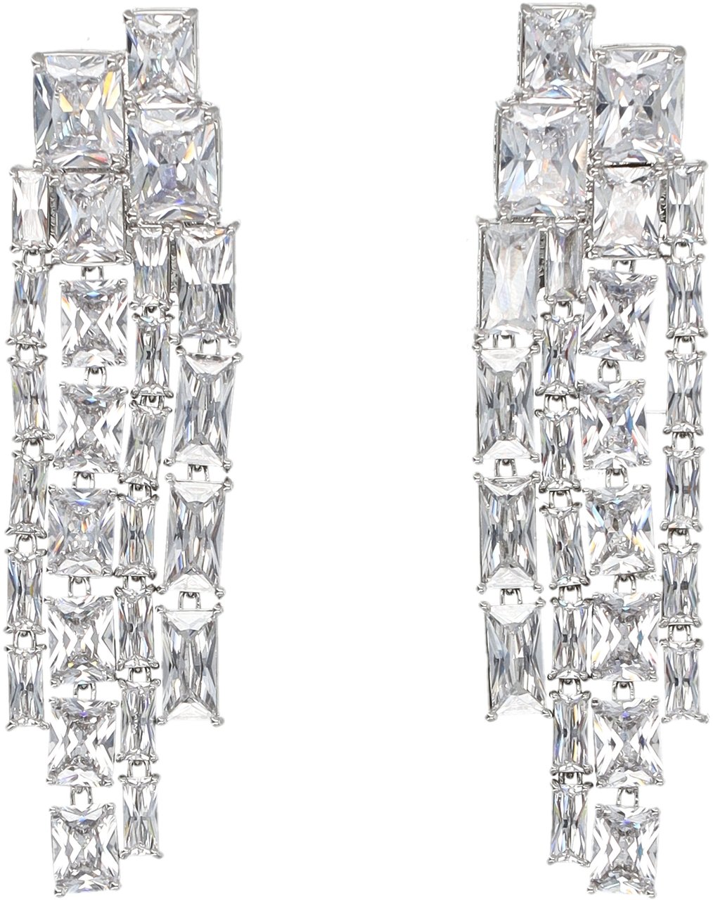 Self-Portrait Square Crystal Earrings Argento Zilver