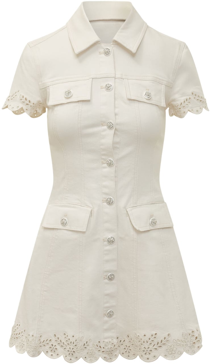 Self-Portrait Mini Abito con Colletto e Ricamo Sangallo Wit