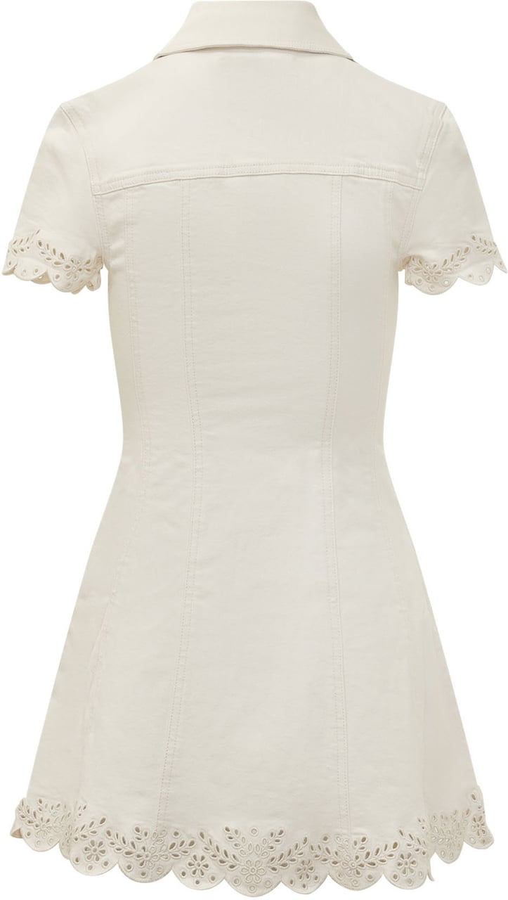 Self-Portrait Mini Abito con Colletto e Ricamo Sangallo Wit