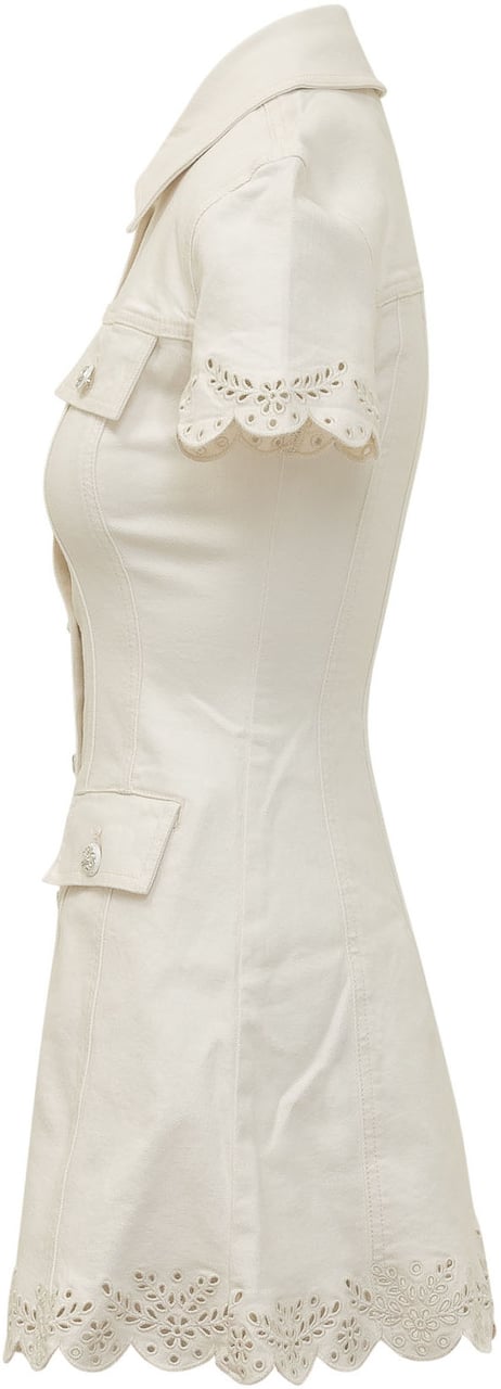 Self-Portrait Mini Abito con Colletto e Ricamo Sangallo Wit