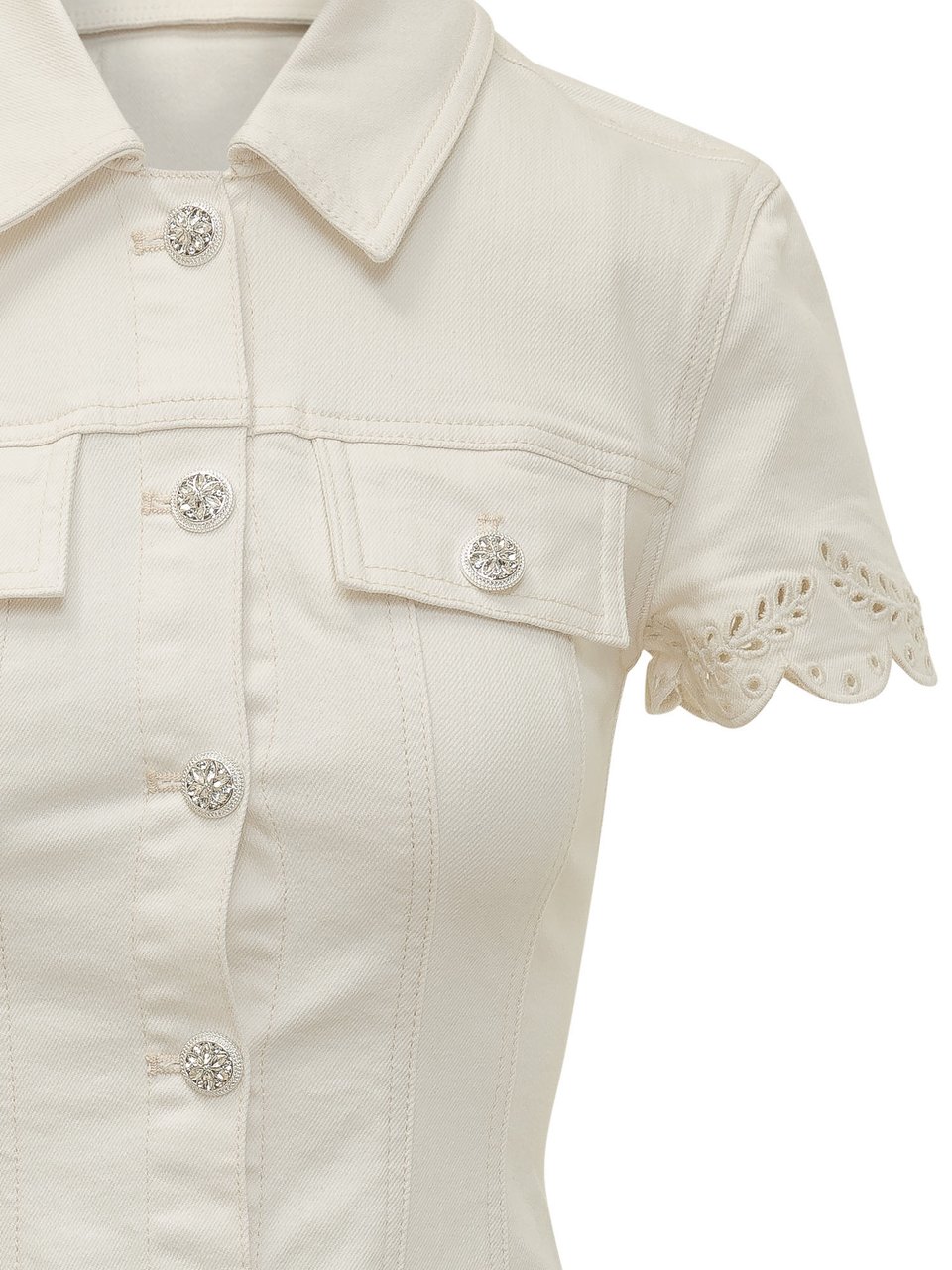 Self-Portrait Mini Abito con Colletto e Ricamo Sangallo Wit