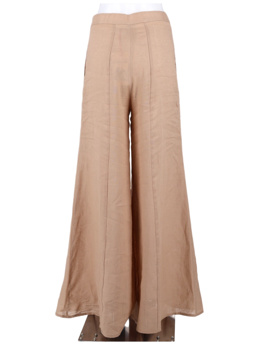 Semicouture Wide-Leg Linen Trousers With High Waist And Vertical Seams Neutraal