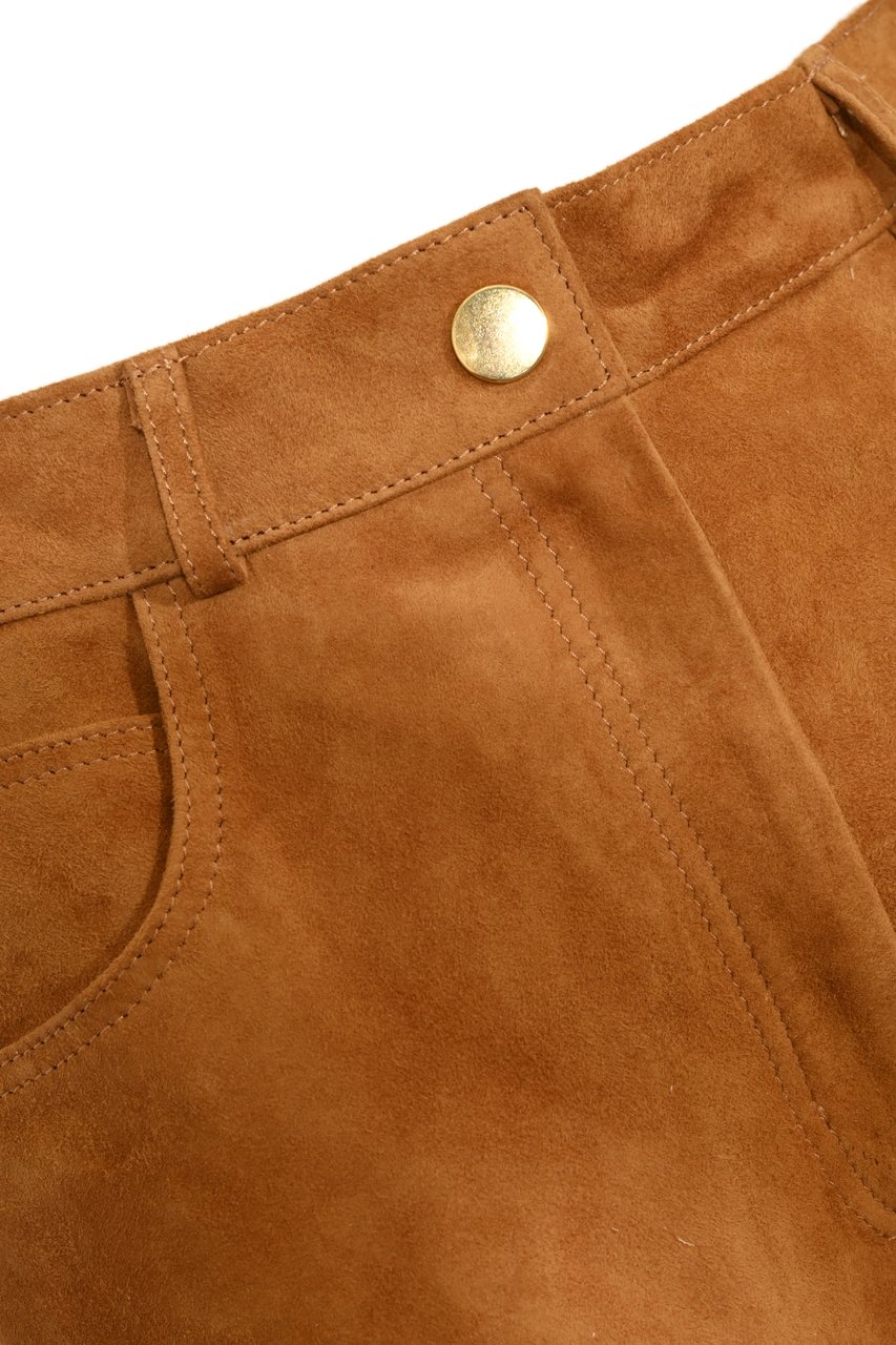 Semicouture Trousers Leather Brown Bruin