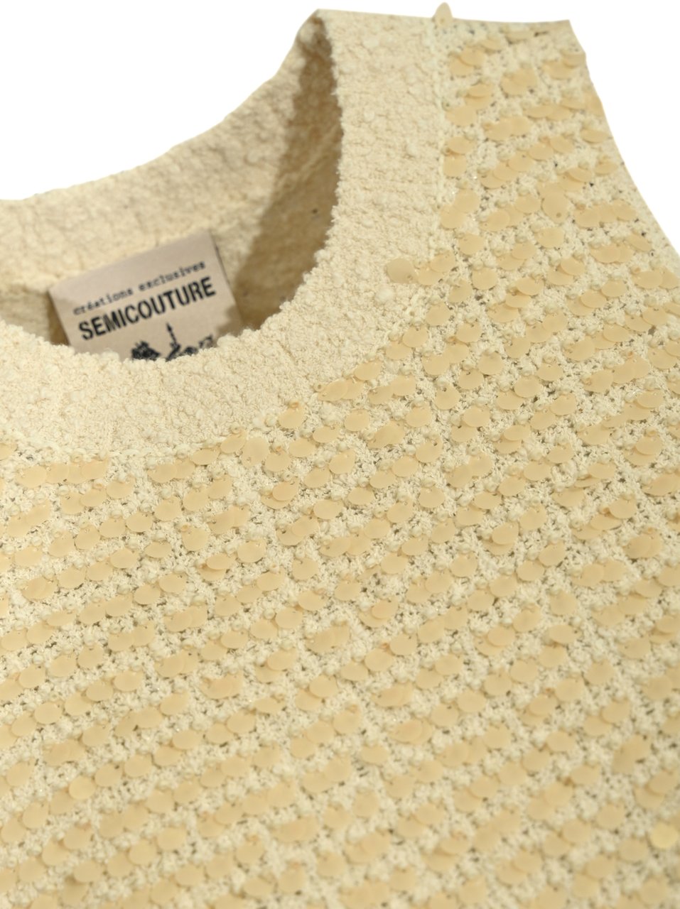 Semicouture Top Pailettes Blan Zilver