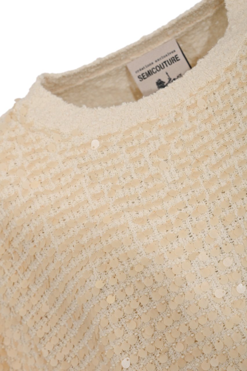 Semicouture Sweaters Pailettes Blan Zilver