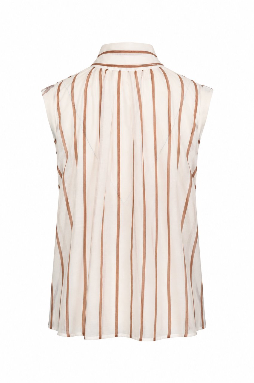 Semicouture Top Riga Bianco-Juta Wit