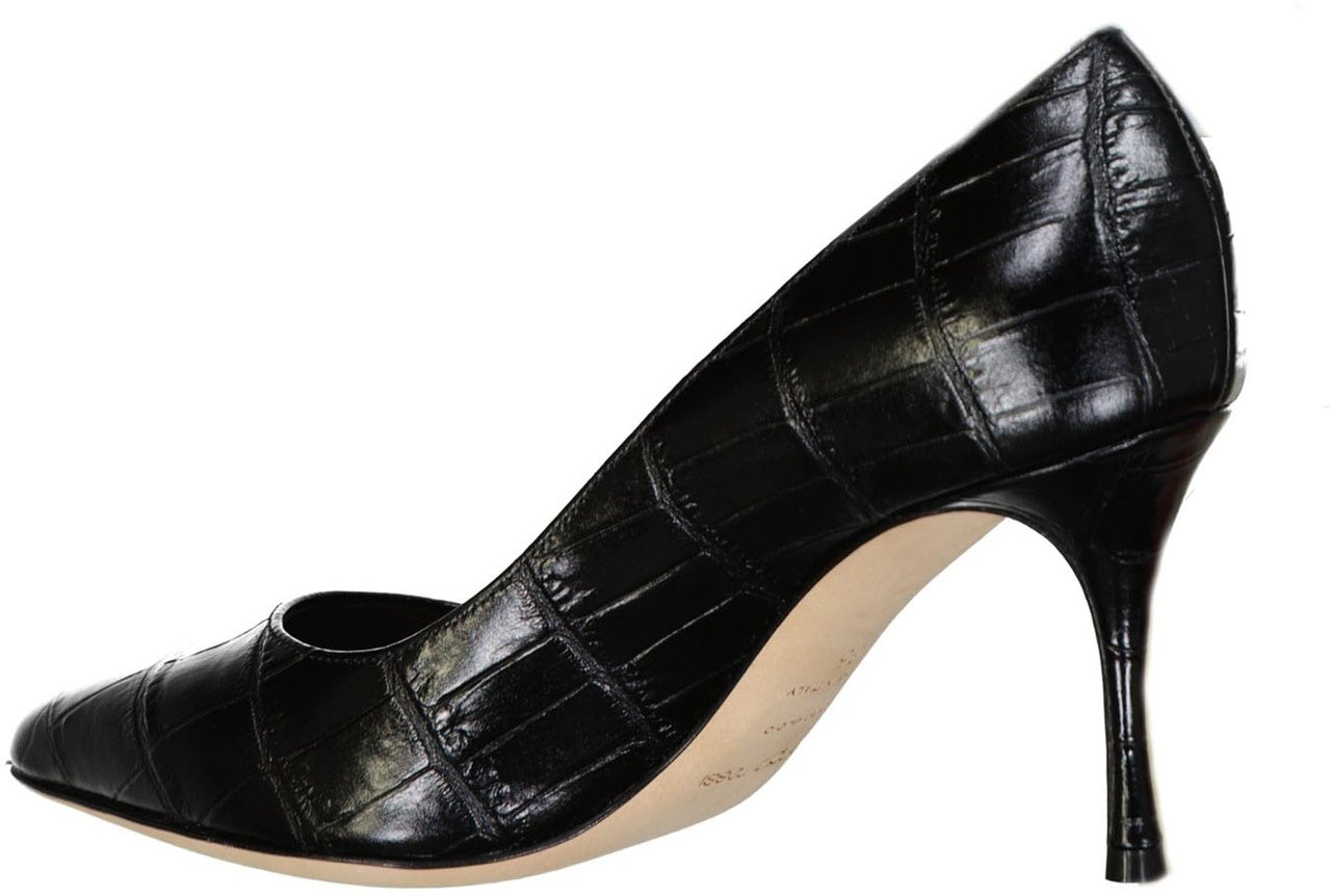 Sergio Rossi Sergio Rossi Godiva 075 Croc-Effect Leather Pumps Zwart