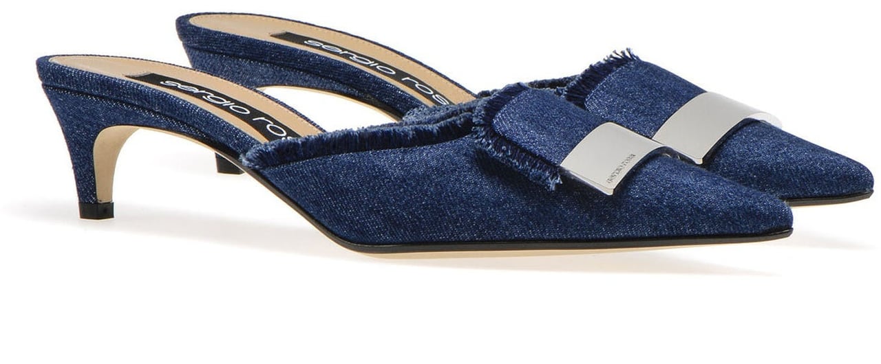 Sergio Rossi Sergio Rossi Denim Effect Mules Blauw