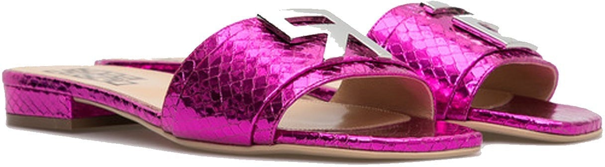Sergio Rossi Sergio Rossi Leather Flat Sandals Roze