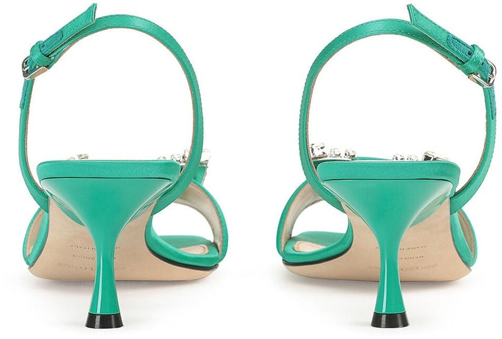 Sergio Rossi Sergio Rossi SR Twenty 060 Satin Sandals Groen