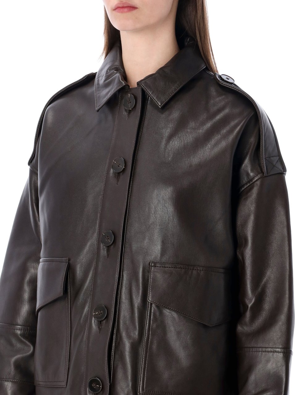 Sessùn Harruboyd Leather Jacket Coffe Bruin