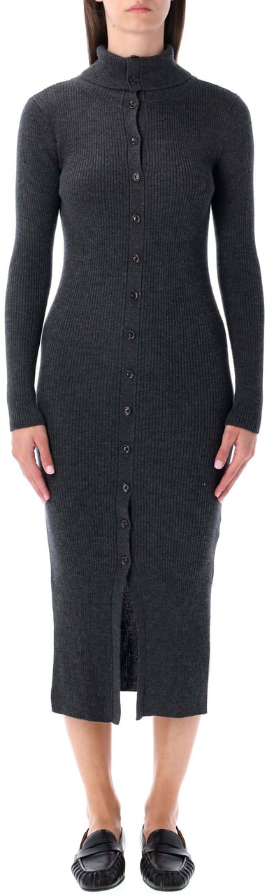 Sessùn Shimalong Knit Dress Buttoned Graffit Grey Grijs