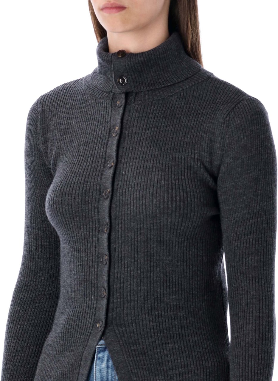 Sessùn Shimoteka High Neck Buttoned Cardigan Graffit Grey Grijs