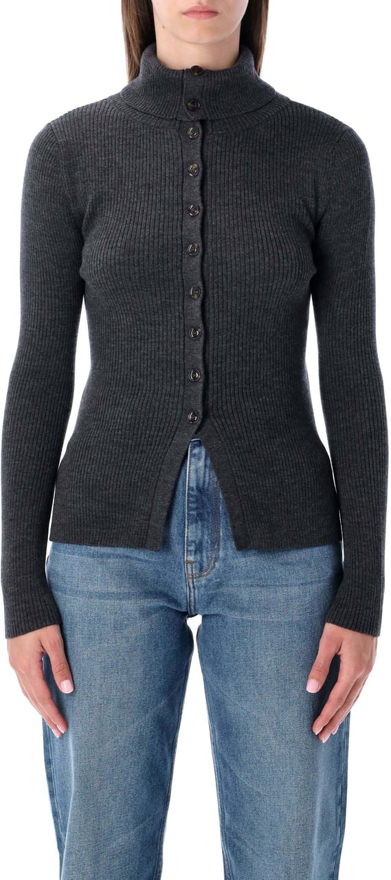 Sessùn Shimoteka High Neck Buttoned Cardigan Graffit Grey Grijs