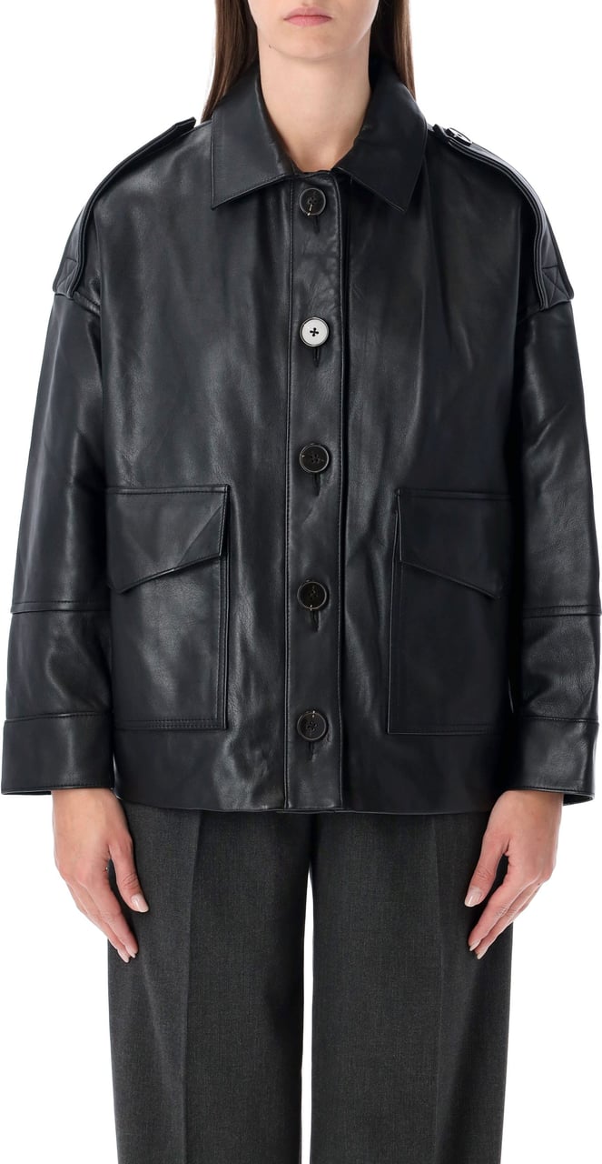 Sessùn Harriboyd Bomber Leather Nero Zwart