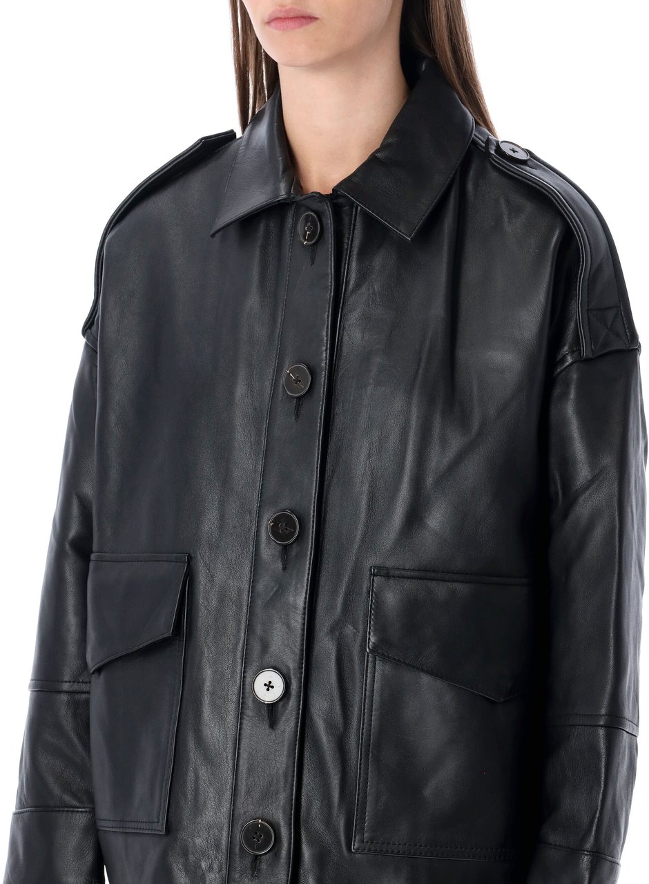 Sessùn Harriboyd Bomber Leather Nero Zwart