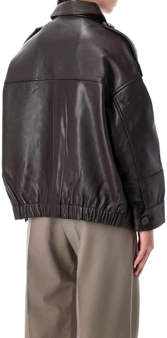 Sessùn Harriboyd Bomber Leather Coffee Bruin