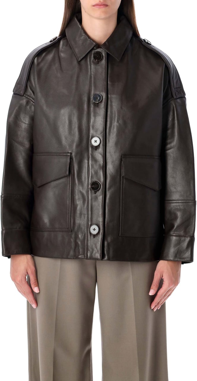 Sessùn Harriboyd Bomber Leather Coffee Bruin