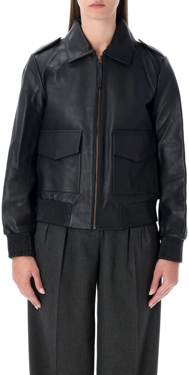 Sessùn Miley Leather Bomber Nero Zwart