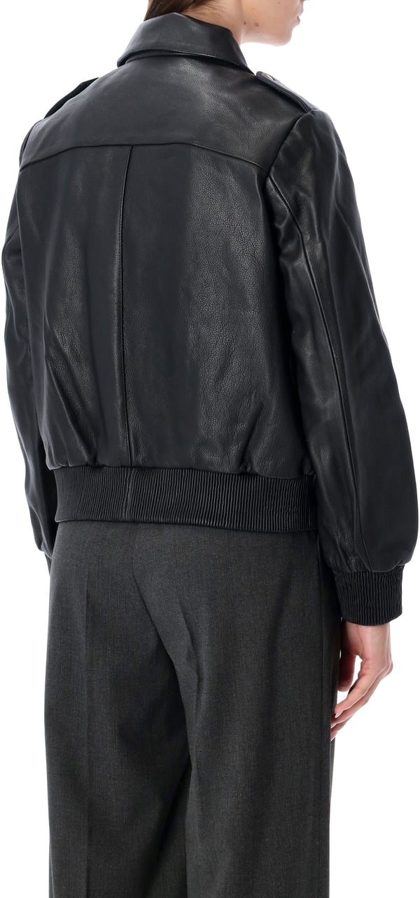 Sessùn Miley Leather Bomber Nero Zwart