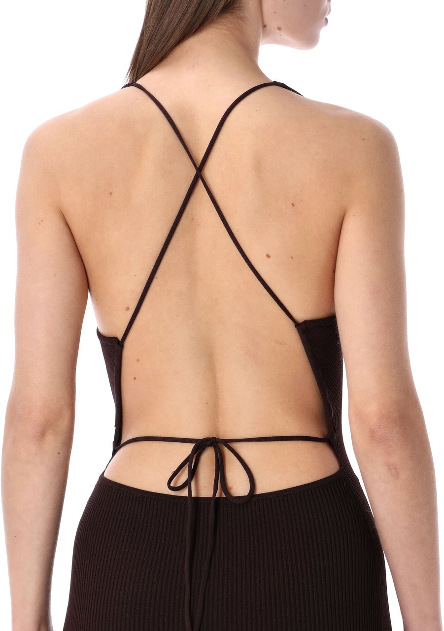 Sessùn Sessùn Lameida fitted mini dress Bruin