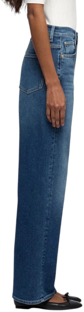 Seven Jeans droit Stovepipe taille haute toile souple denim délavé 7 For All Mankind 7U4N012 Seven Divers