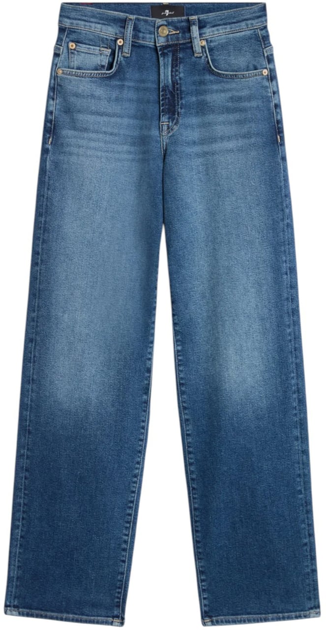 Seven Jeans droit Stovepipe taille haute toile souple denim délavé 7 For All Mankind 7U4N012 Seven Divers