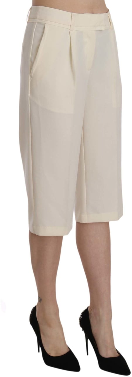 Silvian Heach Cream Mid Waist Cotton Straight Cropped Pants Groen