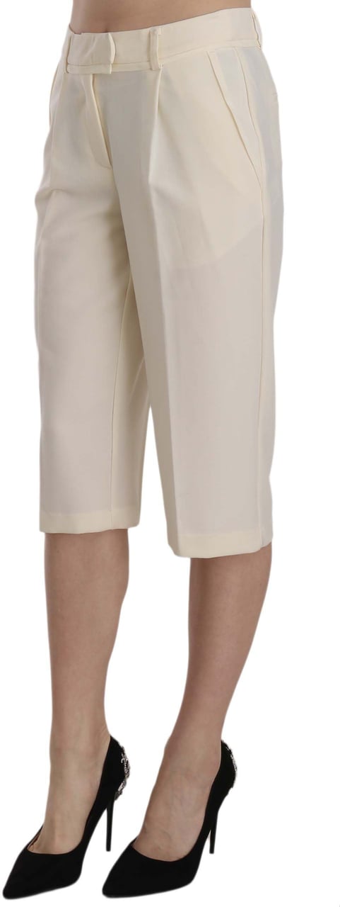 Silvian Heach Cream Mid Waist Cotton Straight Cropped Pants Groen