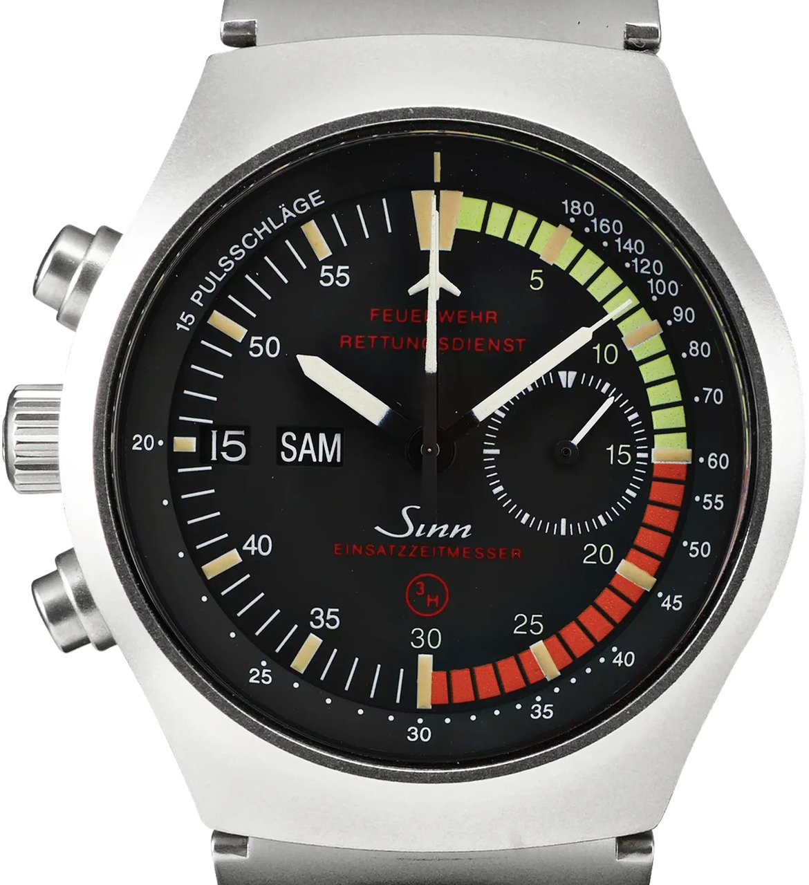 Sinn SINN Achilles Chronograph 157.EZM-4 157.12859 SS AT Watch with Black Dial Zwart