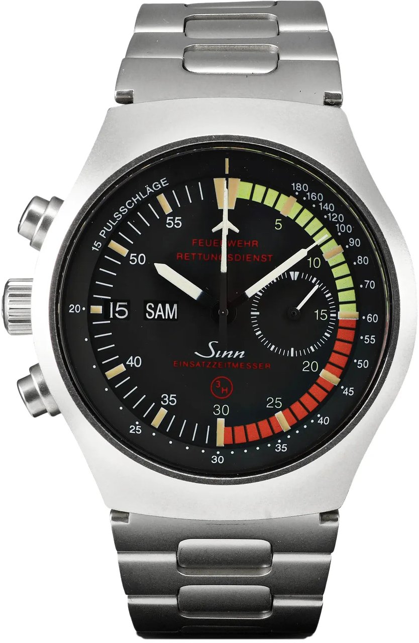 Sinn SINN Achilles Chronograph 157.EZM-4 157.12859 SS AT Watch with Black Dial Zwart