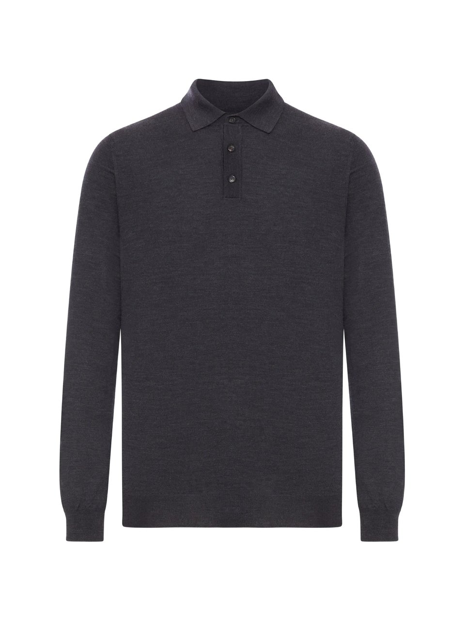 Slowear Long-Sleeve Minimalist Polo Shirt With Classic Collar Zwart