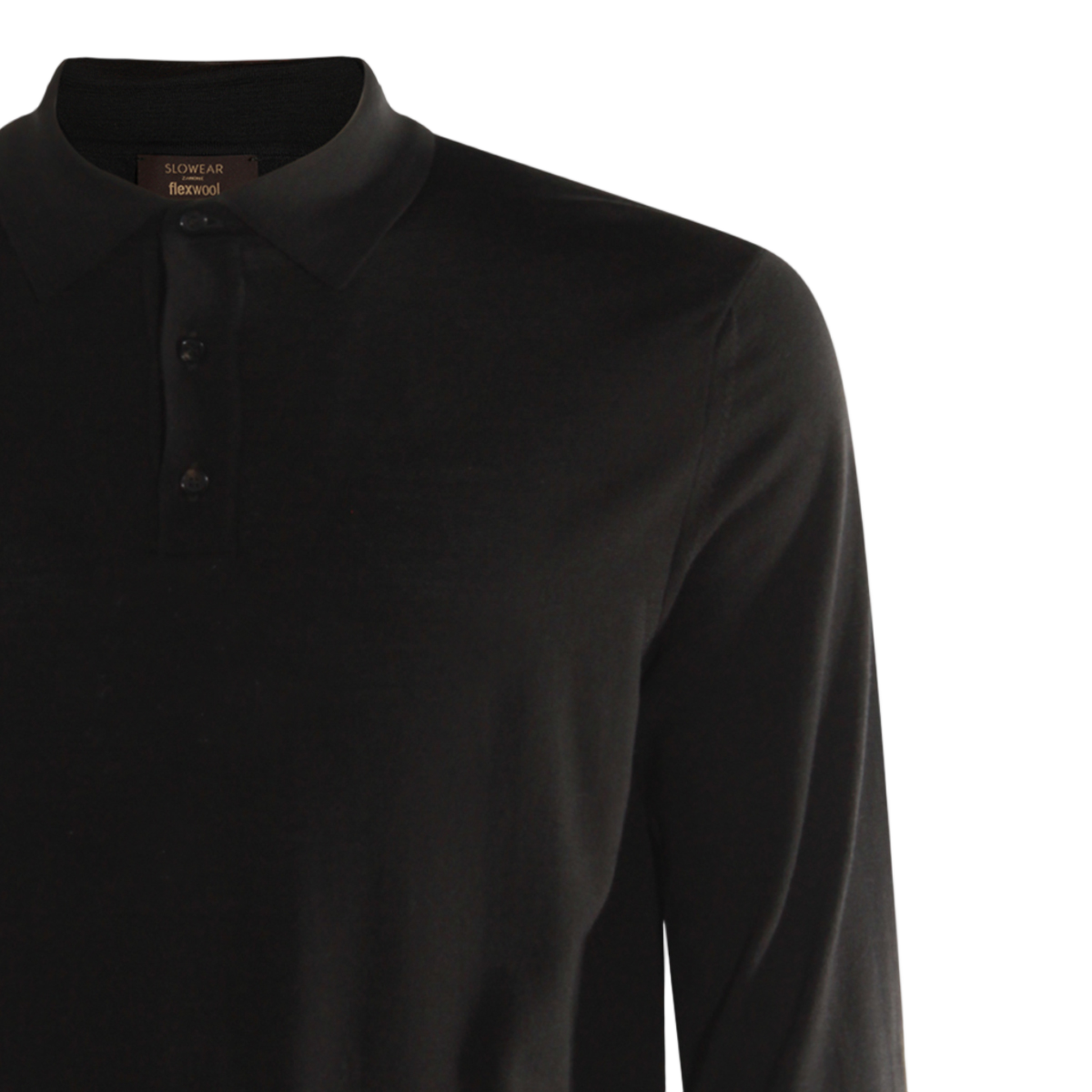 Slowear Long-Sleeve Polo Sweater with Fine-Knit Texture Zwart
