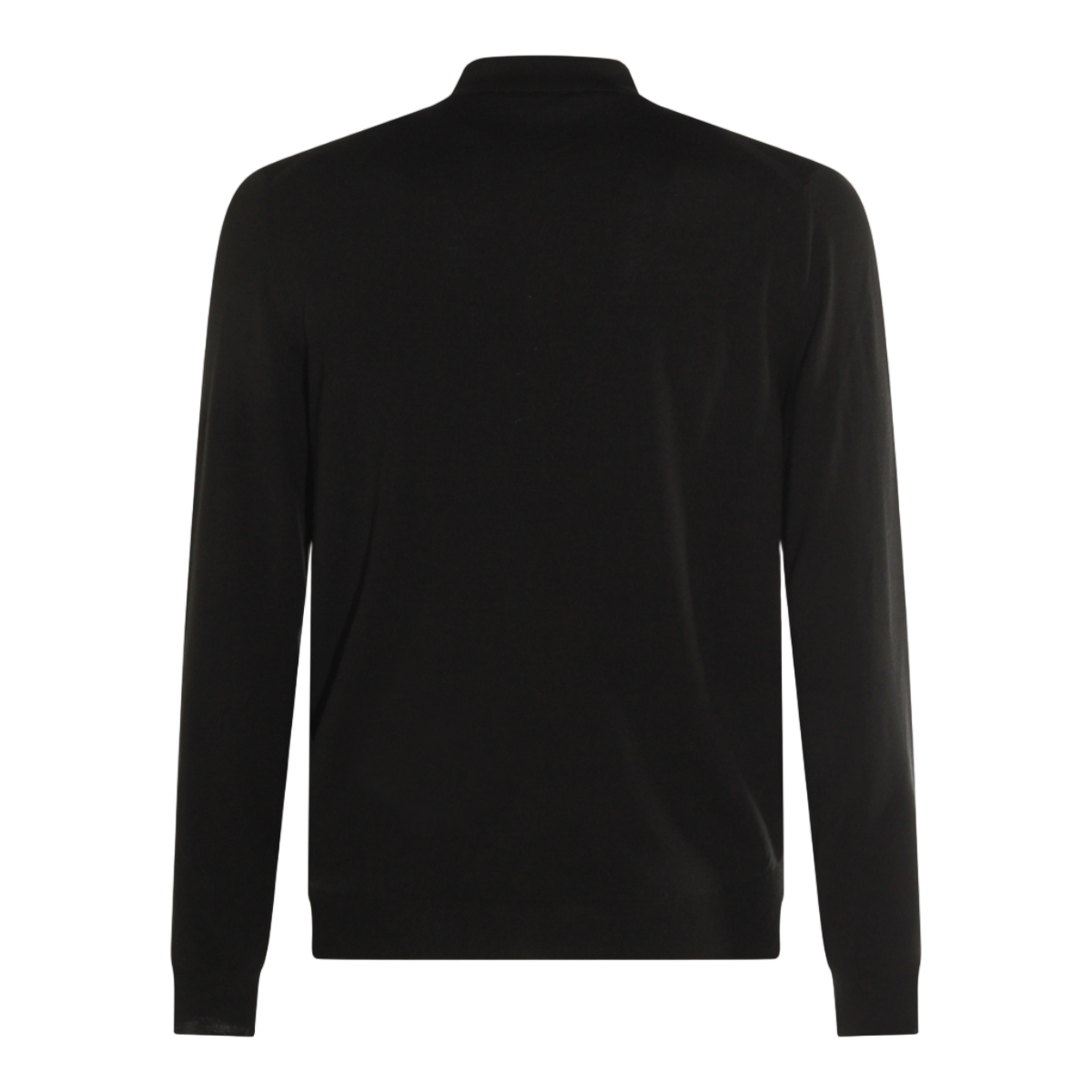 Slowear Long-Sleeve Polo Sweater with Fine-Knit Texture Zwart
