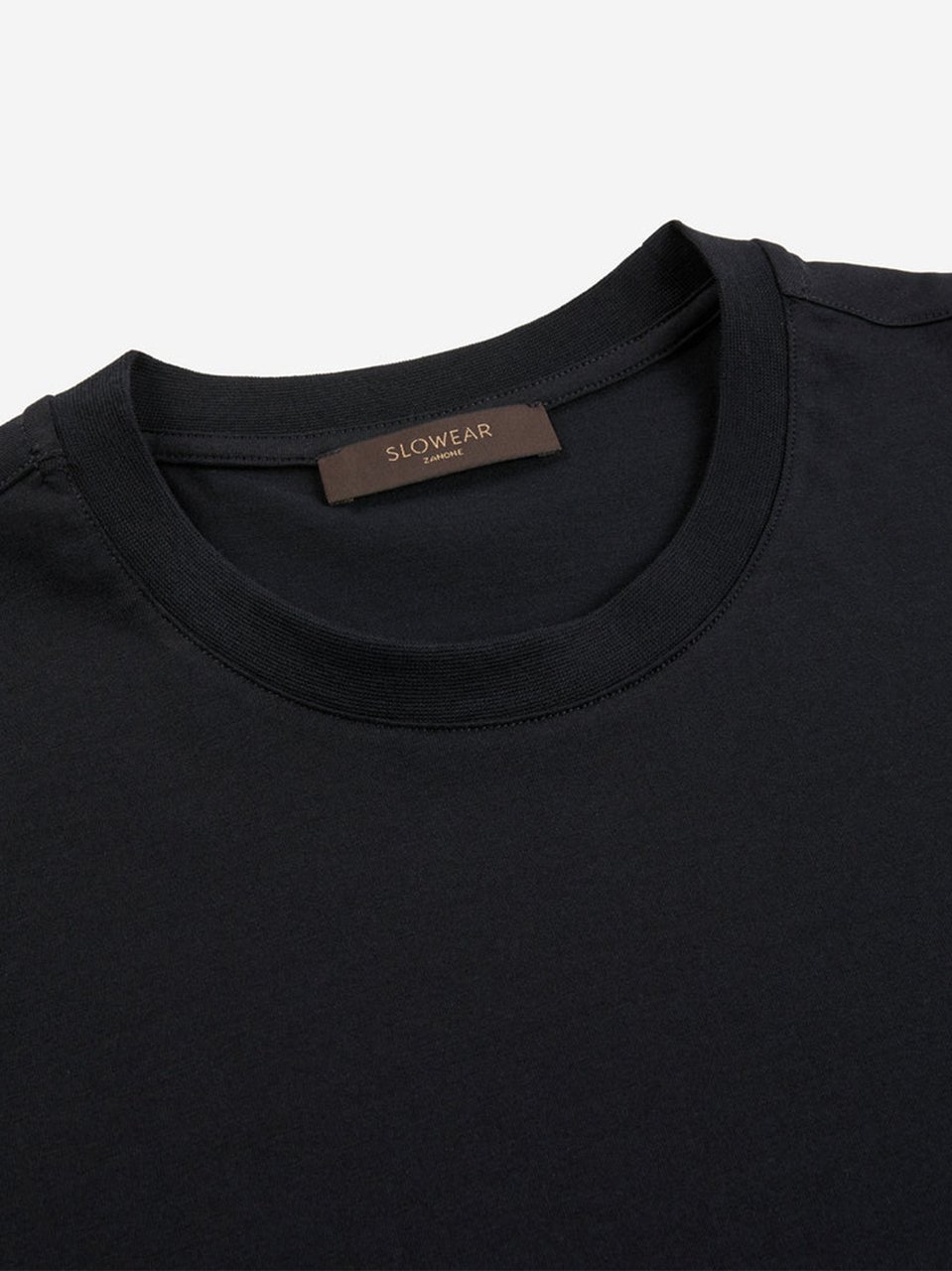 Slowear Black Boxy Fit Smooth Fabric T-shirt Zwart