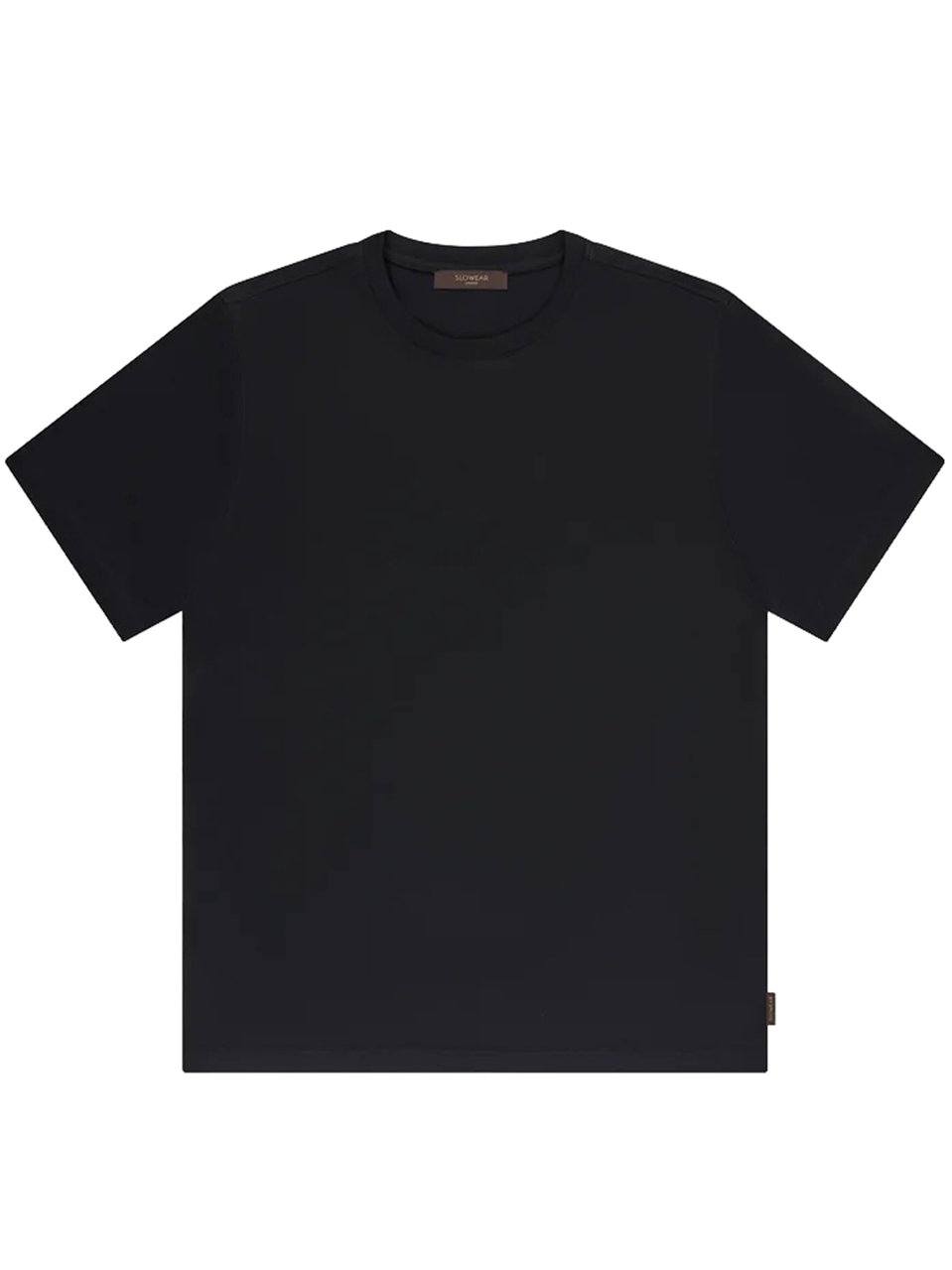 Slowear Black Boxy Fit Smooth Fabric T-shirt Zwart