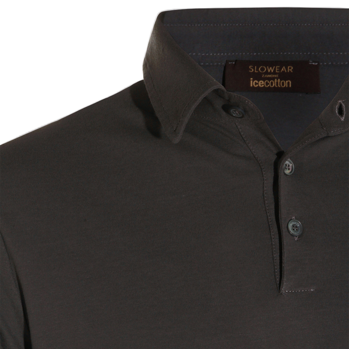Slowear Long-Sleeve Polo Shirt with Classic Collar and Tailored Fit Grijs