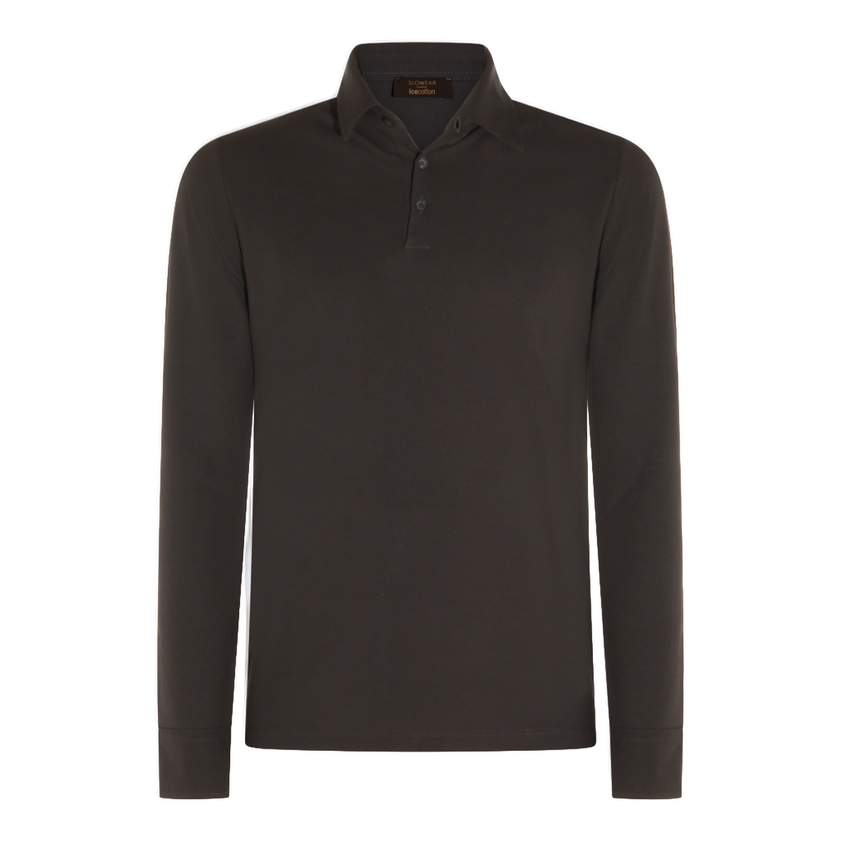 Slowear Long-Sleeve Polo Shirt with Classic Collar and Tailored Fit Grijs