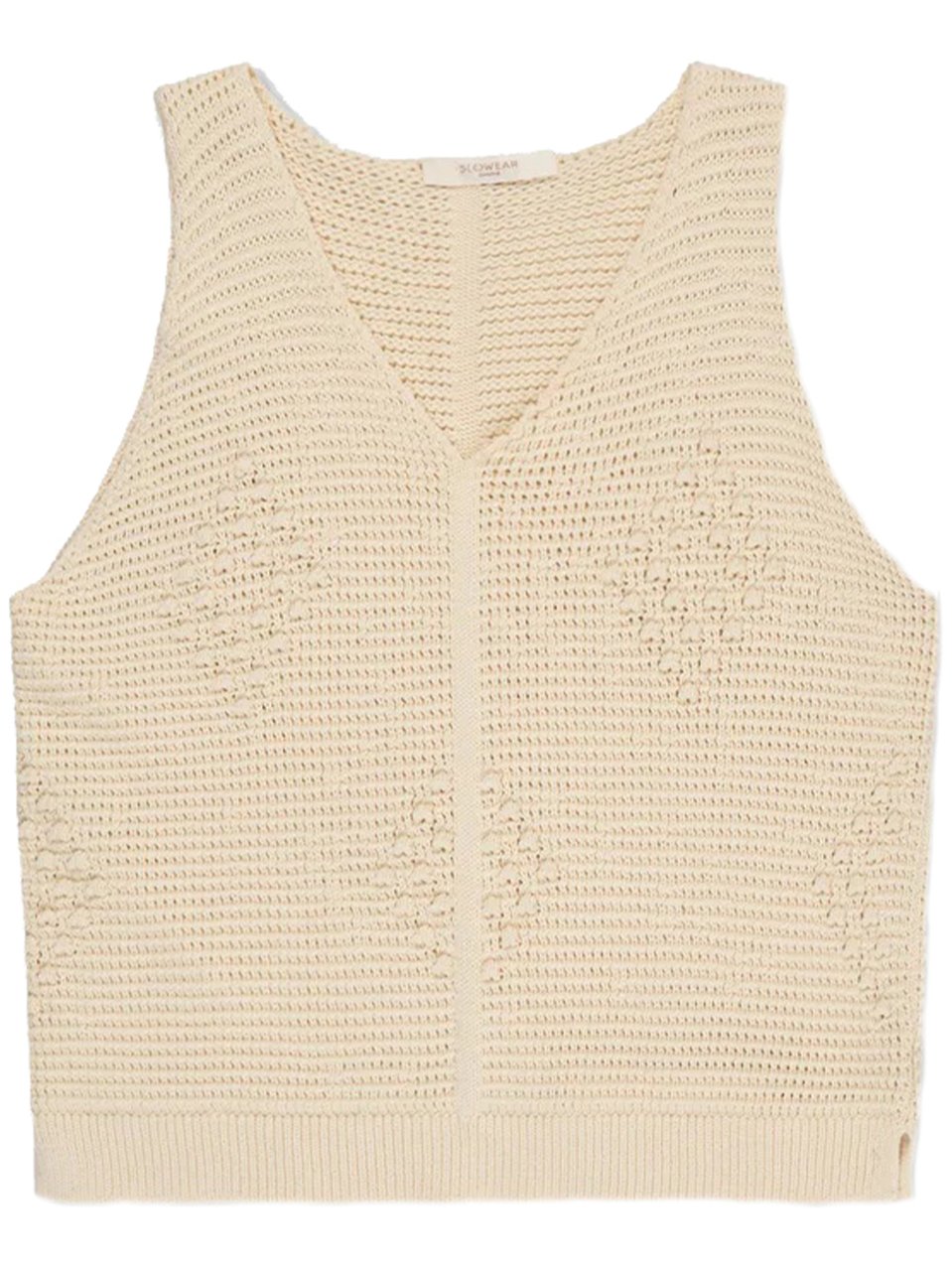 Slowear Textured Open-Knit Sleeveless Crop Top Neutraal