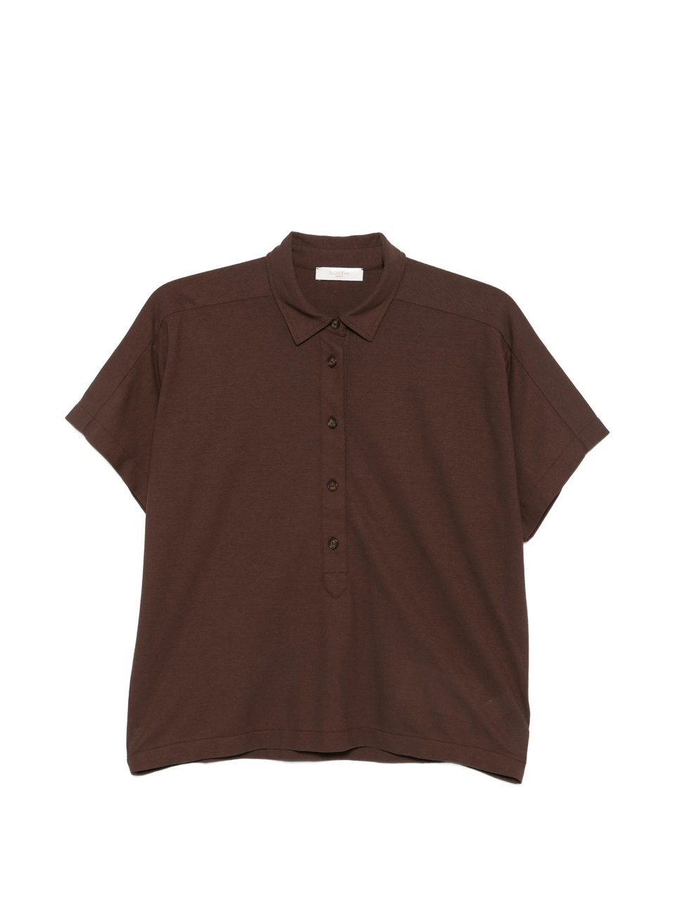Slowear Brown Cropped Relaxed Fit Polo Shirt Zwart