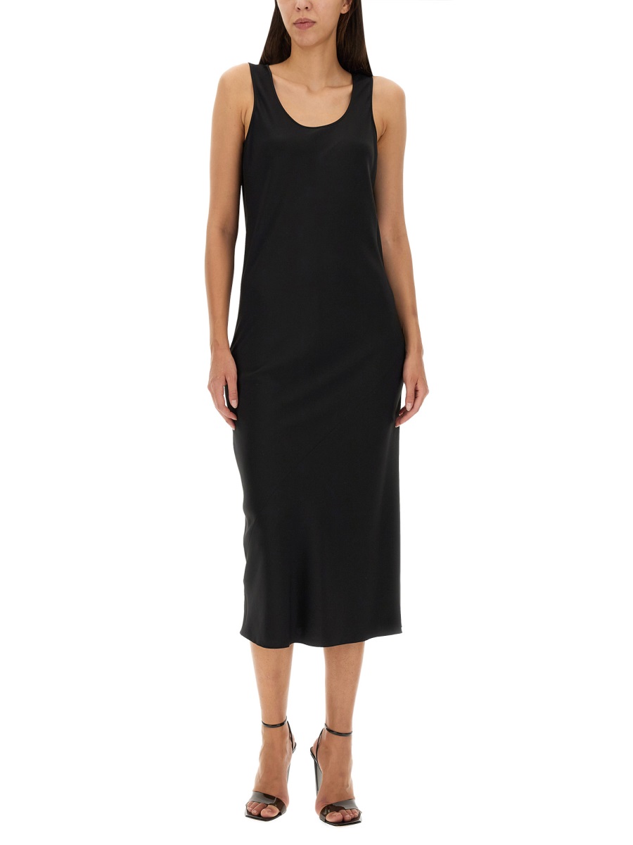 Sportmax Sleeveless Midi Dress In Luxurious Silk Blend Zwart