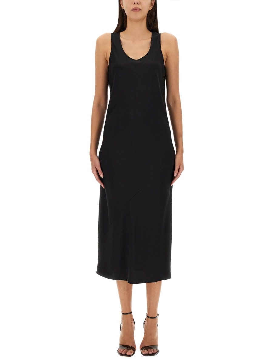 Sportmax Sleeveless Midi Dress In Luxurious Silk Blend Zwart
