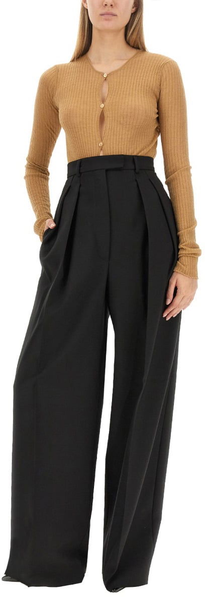Sportmax Ribbed Slim Fit Bodysuit With Button Closure Neutraal