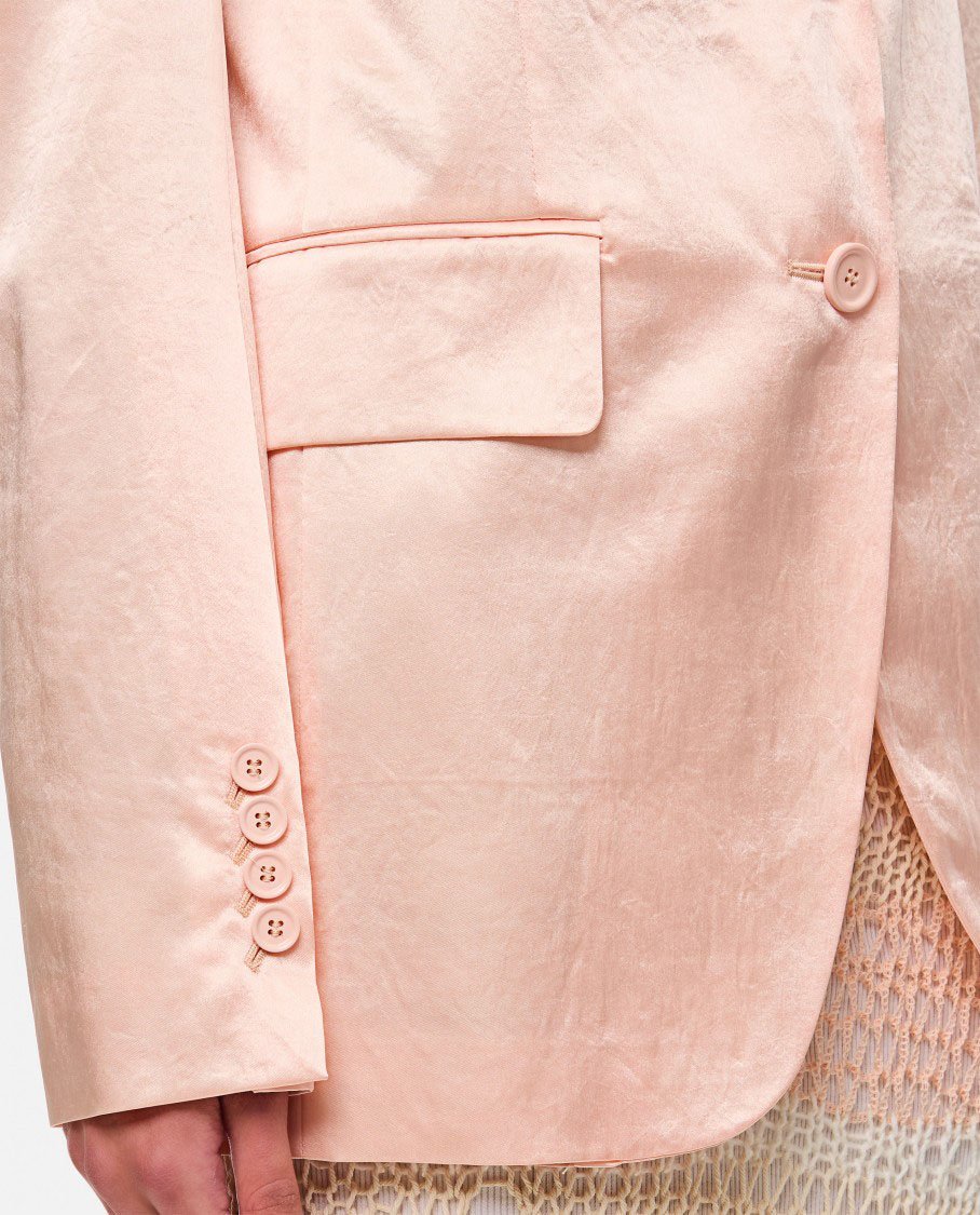 Sportmax Single-Breasted Tailored Jacket with Notched Lapel and Flap Pockets Roze