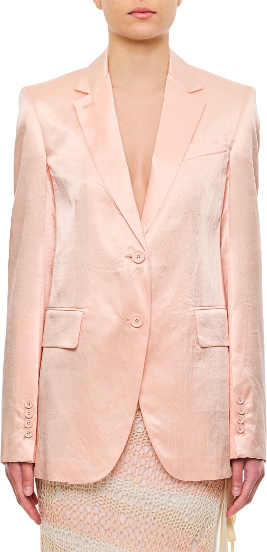 Sportmax Single-Breasted Tailored Jacket with Notched Lapel and Flap Pockets Roze