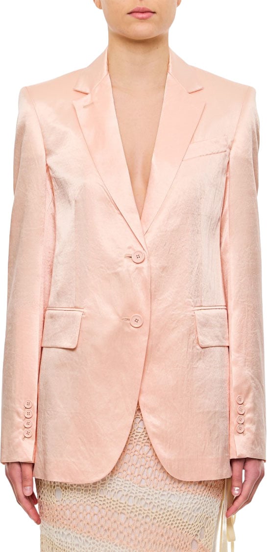 Sportmax Single-Breasted Tailored Jacket with Notched Lapel and Flap Pockets Roze