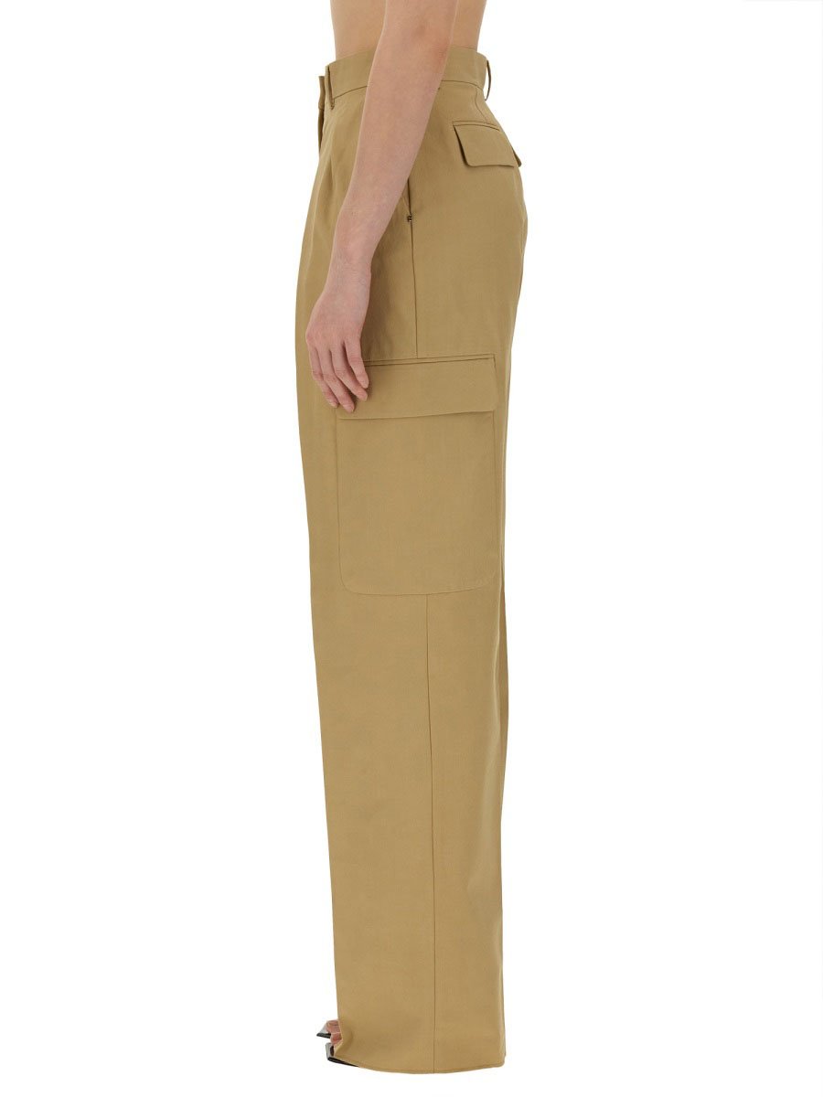 Sportmax High-Waisted Brown Straight-Leg Cargo Pants Bruin