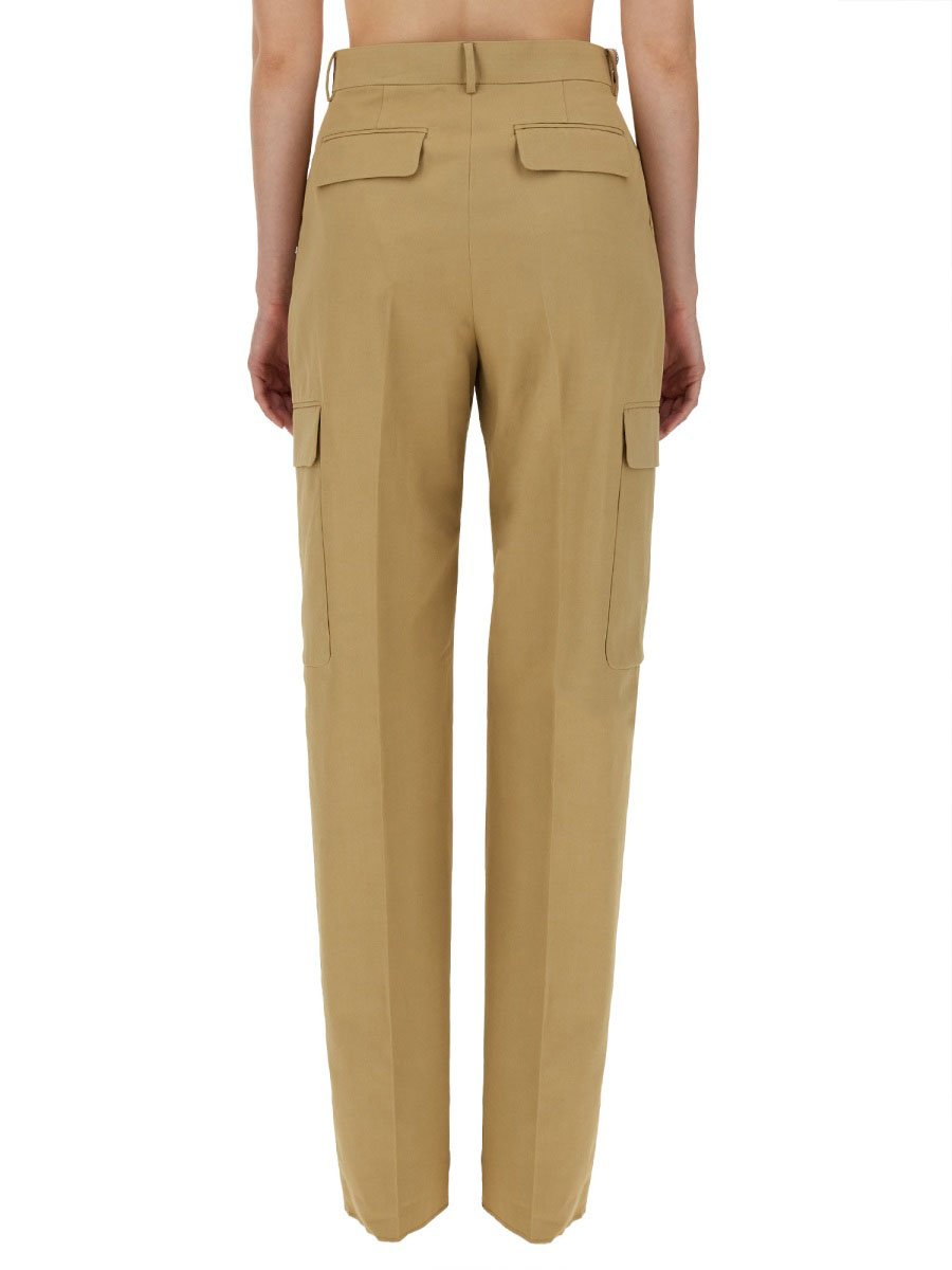 Sportmax High-Waisted Brown Straight-Leg Cargo Pants Bruin