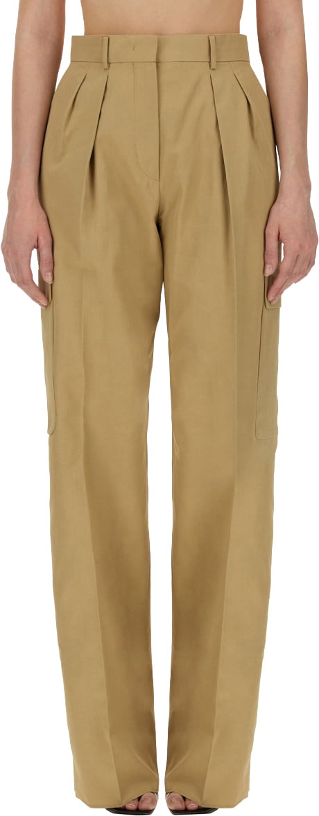 Sportmax High-Waisted Brown Straight-Leg Cargo Pants Bruin